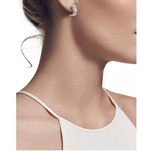 David Yurman Cable Classics Hoop Earrings with Diamonds silver - Picture 3 of 16